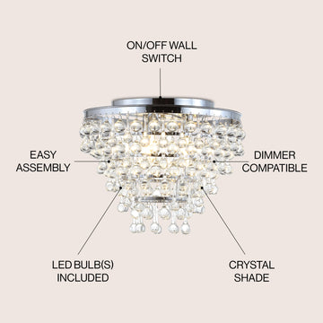 Toronto 16" Metal/Crystal LED Flush Mount - JONATHAN Y